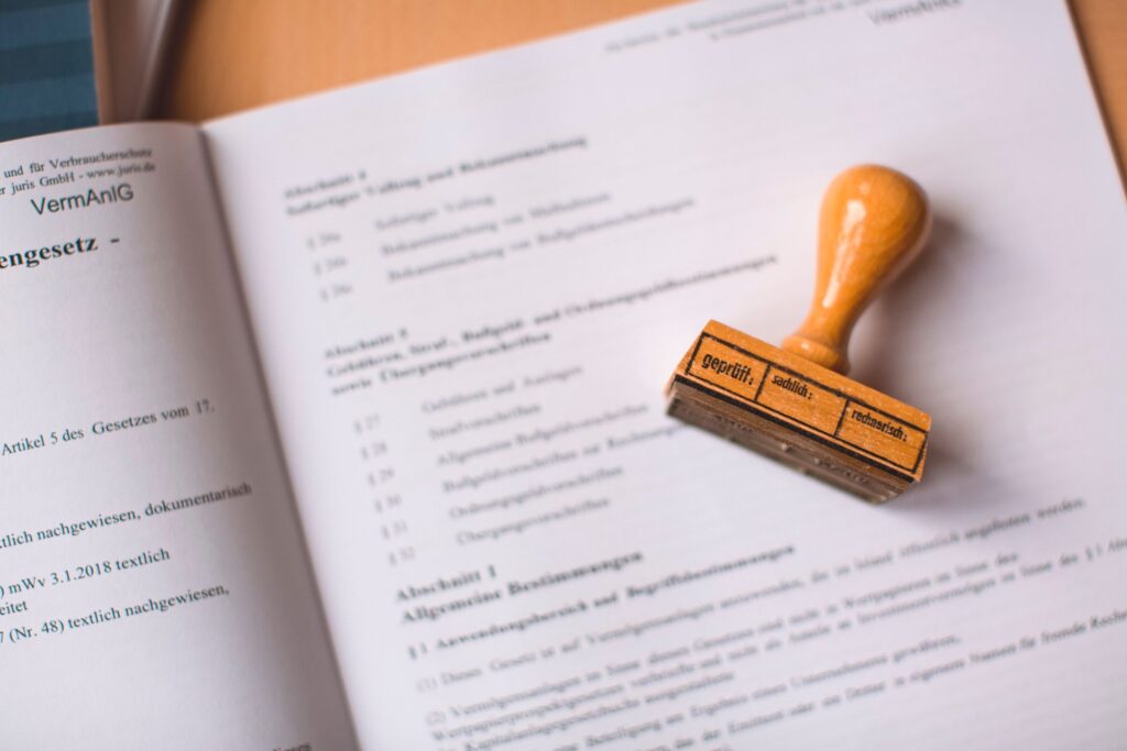 Permit document being stamped and approved
